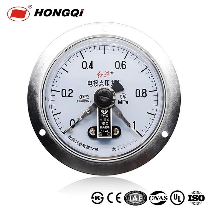 YX-150ZT Axial Electric Contact Temperature Pressure Gauge With Flange